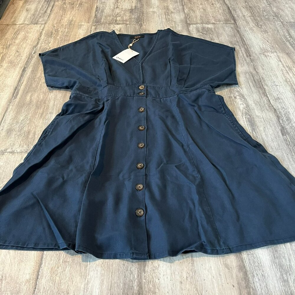 NWT! Quince Vintage Wash Tencel Button Front Dress, Midnight Blue, Size Large - Picture 6 of 13